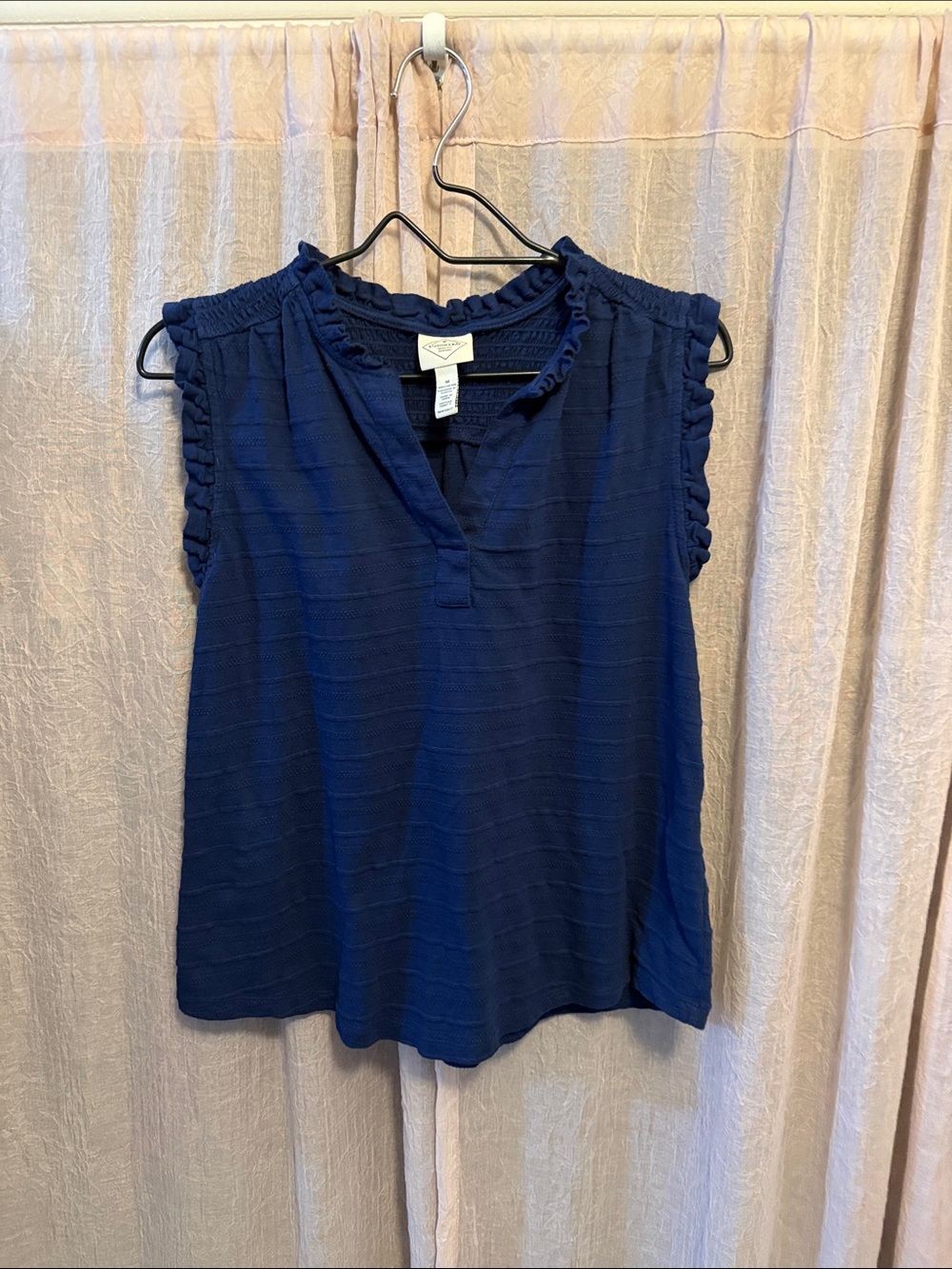 St. John's Bay Navy Ruffled Sleeve Tank Top